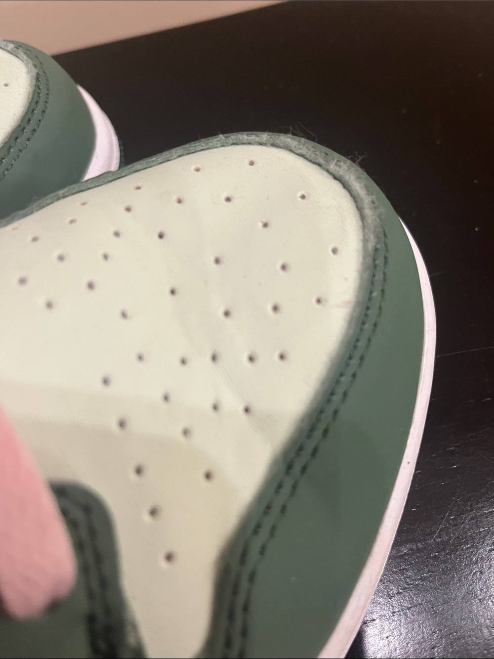 Mid-Top Sneakers in Mint Green, Black & Pink Laces - Picture 9 of 11